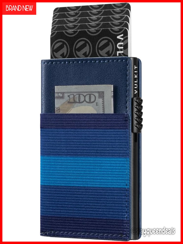 Slim Bifold Card Holder With Rfid Blocking Metal Case Pop Up Magnetic Closure